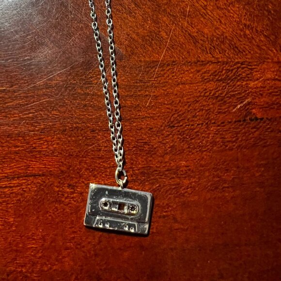 retro Cassette Tape Pendant Necklace With Silver-Tone Chain - Picture 2 of 5